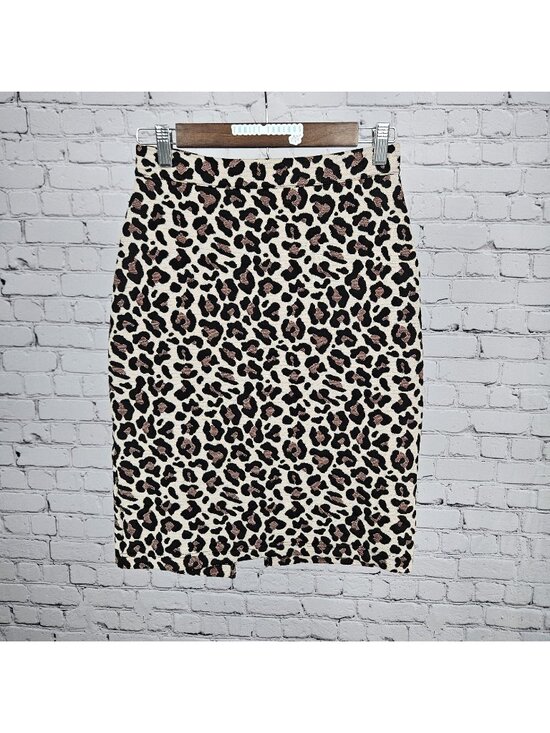 Maeve Dresses & Skirts - Maeve Anthropologie Multicolor Leopard Back Zip Straight Knee Length Skirt XS